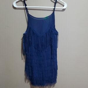 Blue Fringe Tank Top Size Large